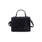 Elegant Black Embossed Leather Handbag
